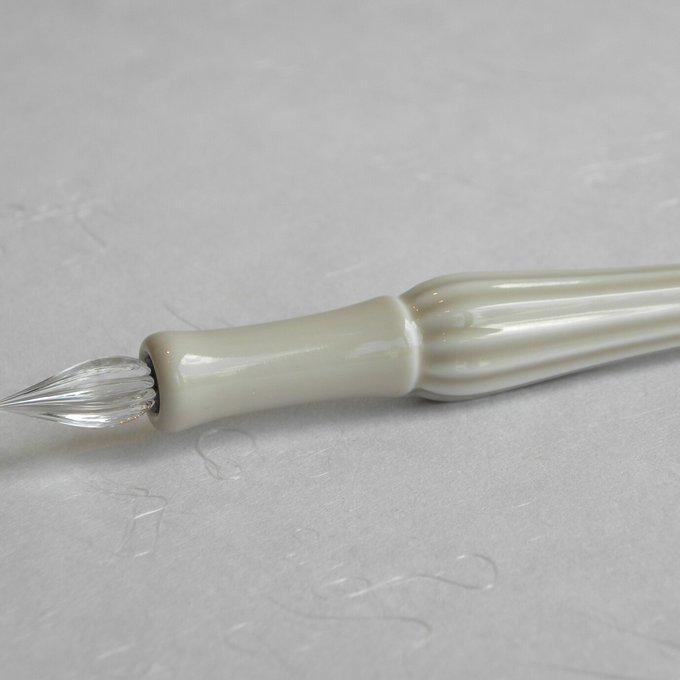 Arita Yaki(ware) Body Glass Dip Pen - Light Gray -, Japanese glass dip pen