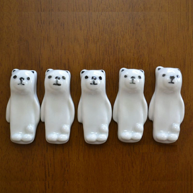 Arita Yaki(ware) Chopstick Rest Set of 5pcs - Polar Bear -,  Japanese Arita Ware Chopstick Rest