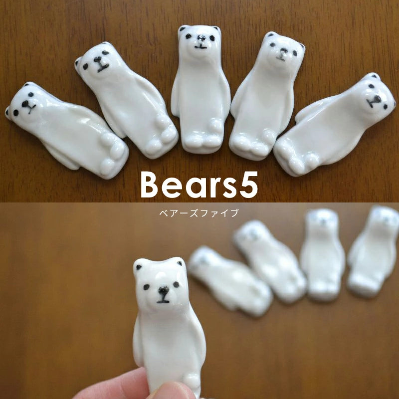 Arita Yaki(ware) Chopstick Rest Set of 5pcs - Polar Bear -,  Japanese Arita Ware Chopstick Rest