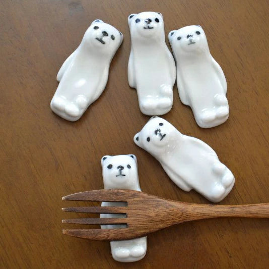 Arita Yaki(ware) Chopstick Rest Set of 5pcs - Polar Bear -,  Japanese Arita Ware Chopstick Rest