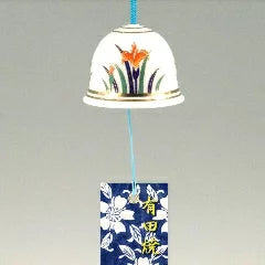 Arita Yaki(ware) Japanese Wind Bell - Iris -, Japanese furin, Japanese wind bell, Japanese ceramic wind chime