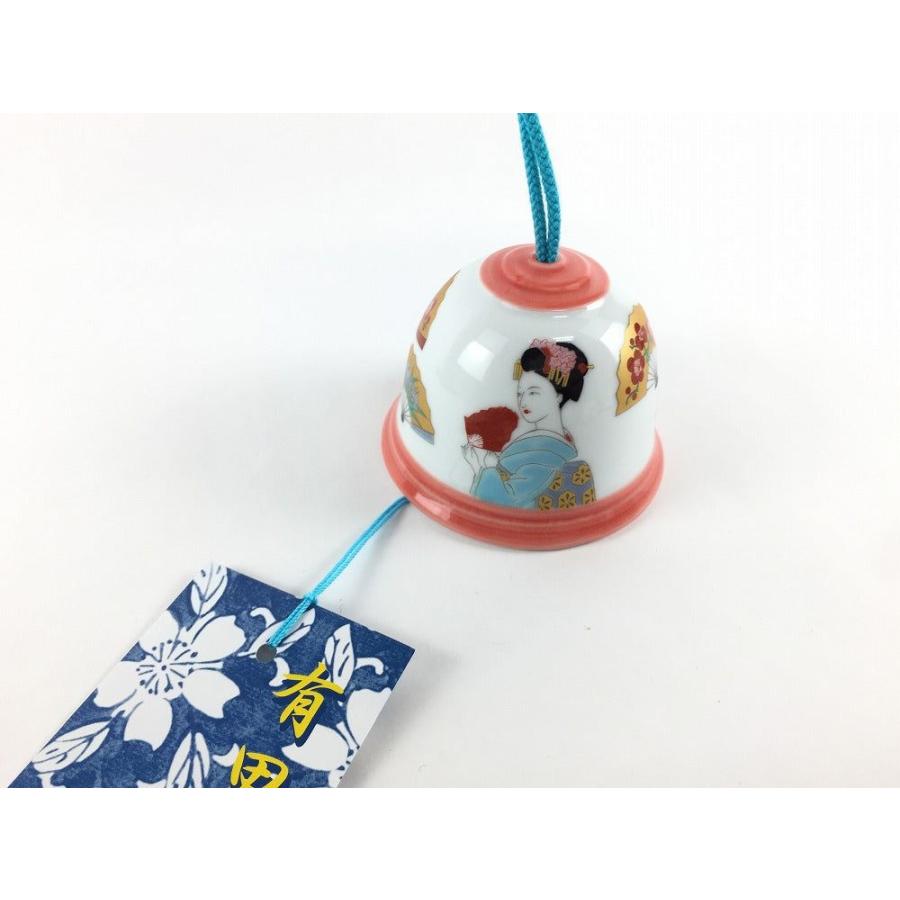 Arita Yaki(ware) Japanese Wind Bell - Folding Fan and Japanese Woman -, Japanese furin, Japanese wind bell, Japanese ceramic wind chime