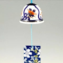 Arita Yaki(ware) Japanese Wind Bell - Peony and Phoenix -, Japanese furin, Japanese wind bell, Japanese ceramic wind chime