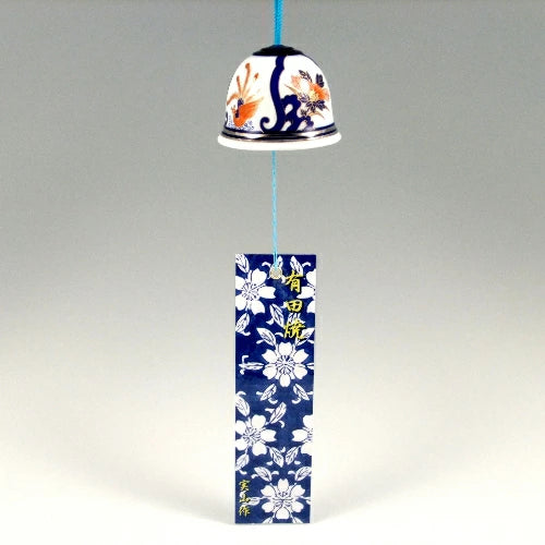 Arita Yaki(ware) Japanese Wind Bell - Peony and Phoenix -, Japanese furin, Japanese wind bell, Japanese ceramic wind chime