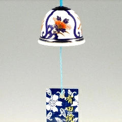 Arita Yaki(ware) Japanese Wind Bell - Peony and Phoenix -, Japanese furin, Japanese wind bell, Japanese ceramic wind chime