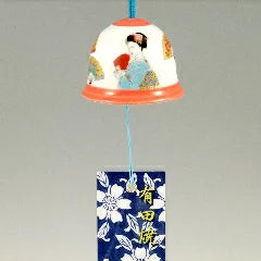 Arita Yaki(ware) Japanese Wind Bell - Folding Fan and Japanese Woman -, Japanese furin, Japanese wind bell, Japanese ceramic wind chime