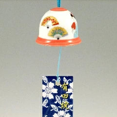 Arita Yaki(ware) Japanese Wind Bell - Folding Fan and Japanese Woman -, Japanese furin, Japanese wind bell, Japanese ceramic wind chime