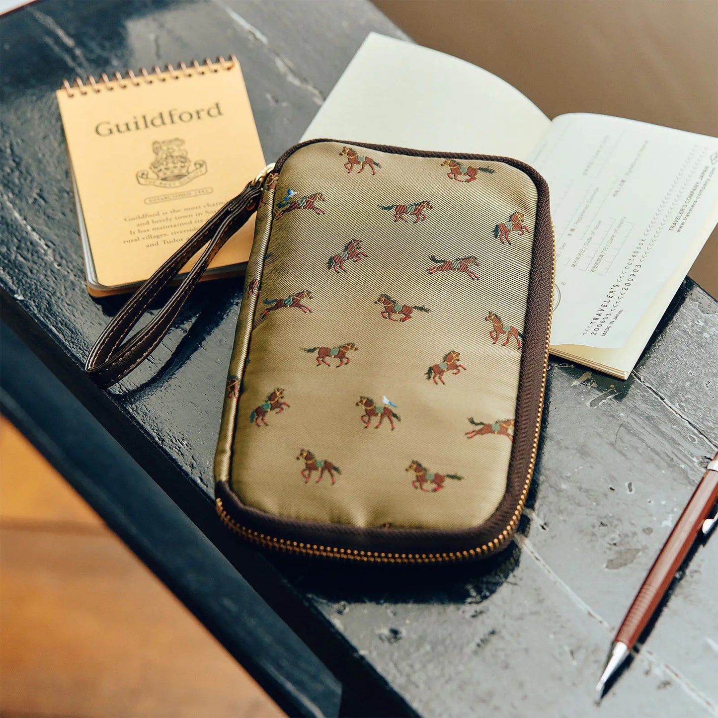 Bow & Tie: Galloping Horses Small Drawer Pouch,  Hobonichi Small Drawer Pouch