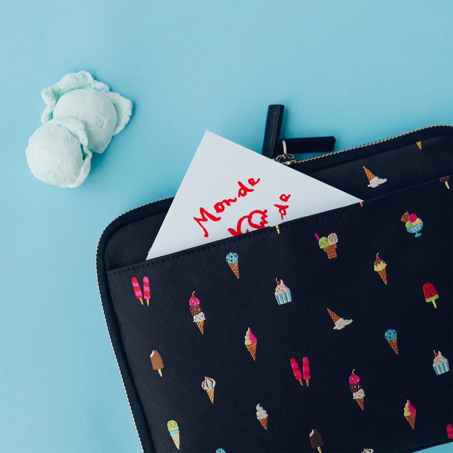 Bow & Tie: Happy Ice Cream Large Drawer Pouch,  Hobonichi Large Drawer Pouch