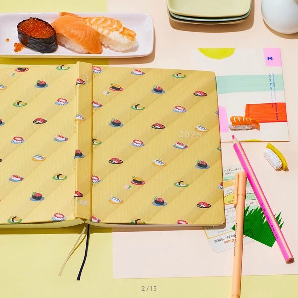 Hobonichi Techo 2025 Bow & Tie: Sushi HON / A5 Size / Daily / Jan start / Mon start - English Edition