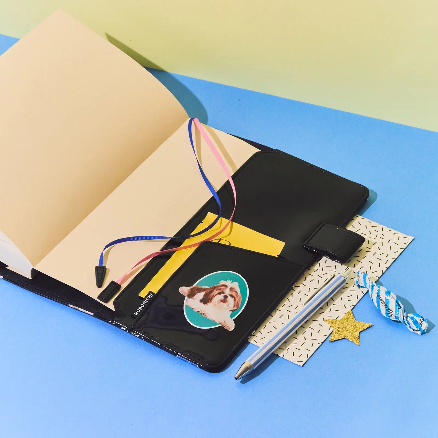 Candy Stripper: Random Dog & Cat (Black) [Hobonichi Cousin (A5) Techo Cover] (Cover Only)