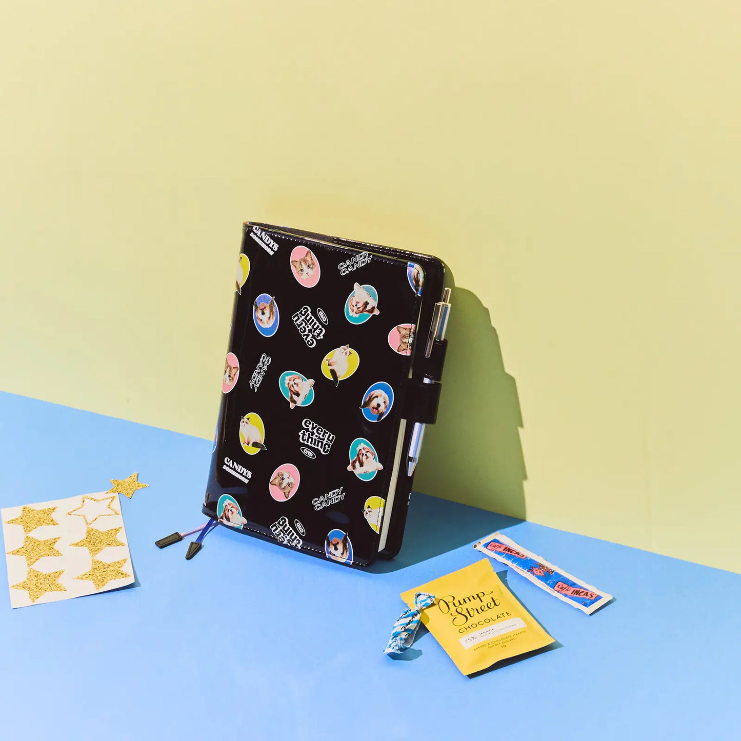 Candy Stripper: Random Dog & Cat (Black) [Hobonichi Cousin (A5) Techo Cover] (Cover Only)