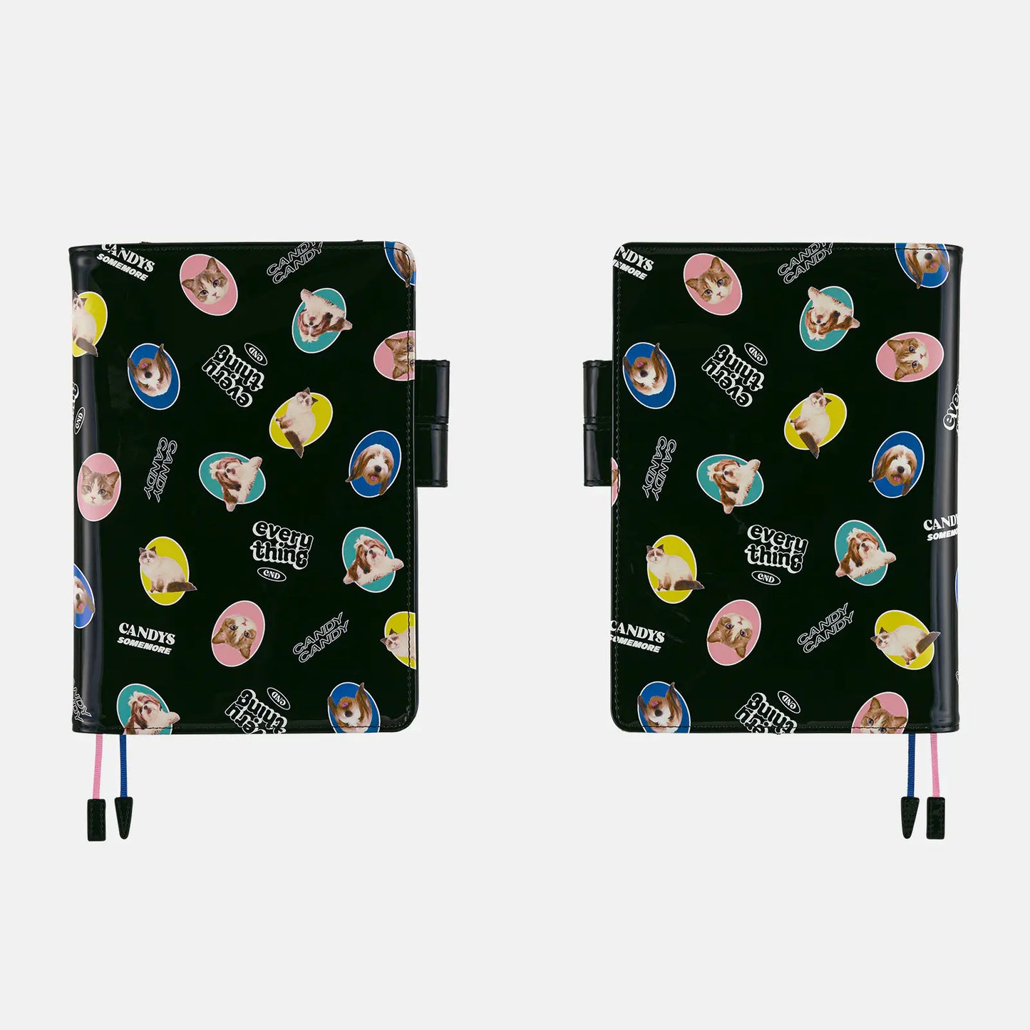 Candy Stripper: Random Dog & Cat (Black) [Hobonichi Cousin (A5) Techo Cover] (Cover Only)
