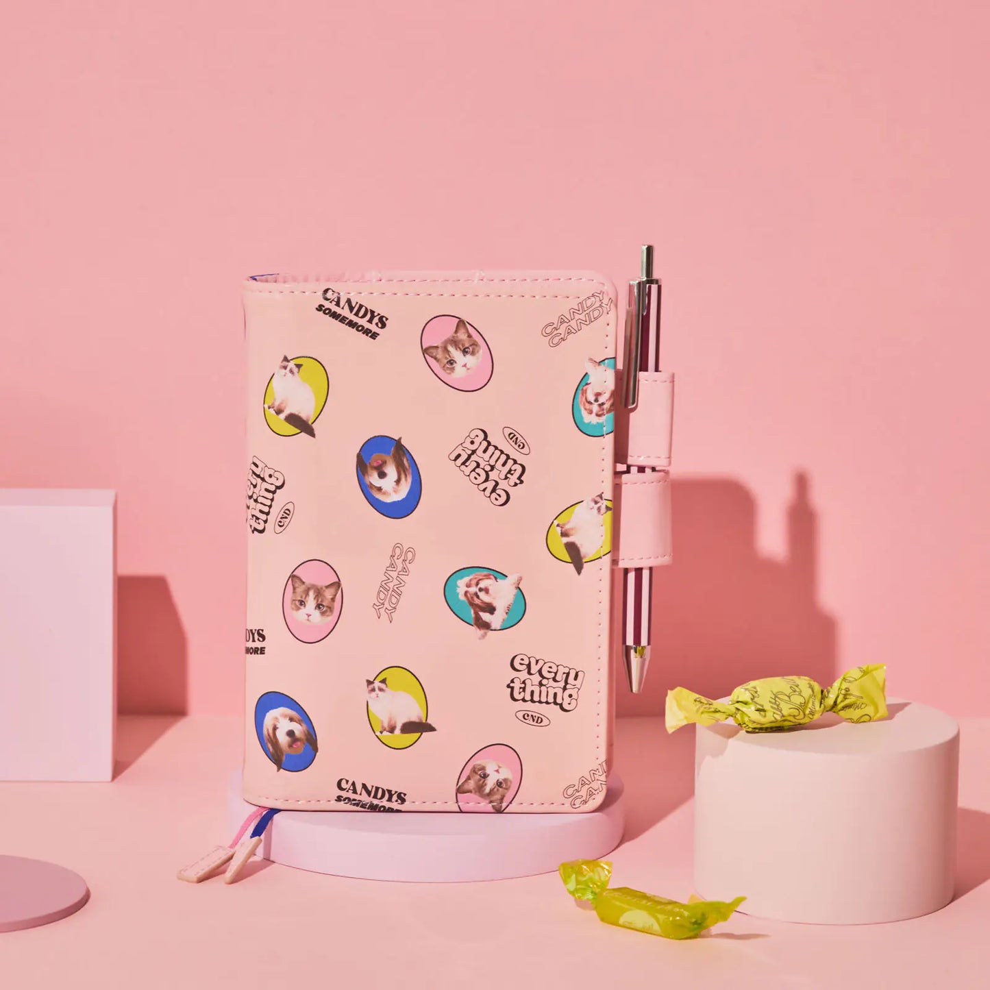 Candy Stripper: Random Dog & Cat (Pink) [Hobonichi Original (A6) Techo Cover] (Cover Only)