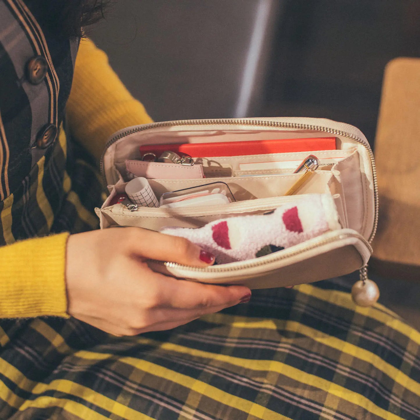 Champagne Pearl Drawer Pouch Áne,  Hobonichi Drawer Pouch Áne