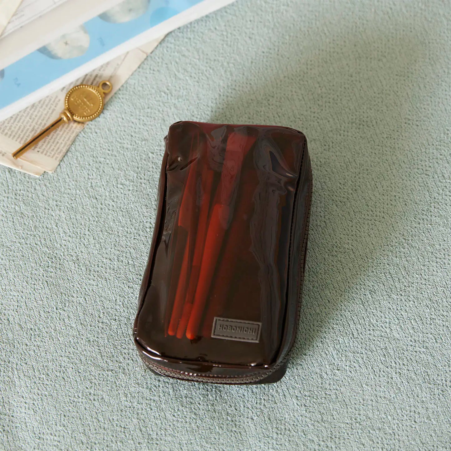 Clear Brown Small Drawer Pouch,  Hobonichi Small Drawer Pouch