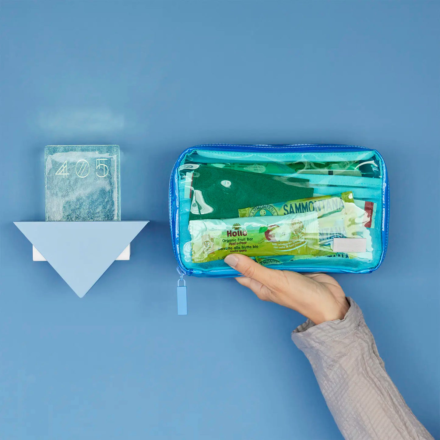 Clear Mixed Blue Drawer Pouch Áne,  Hobonichi Drawer Pouch Áne