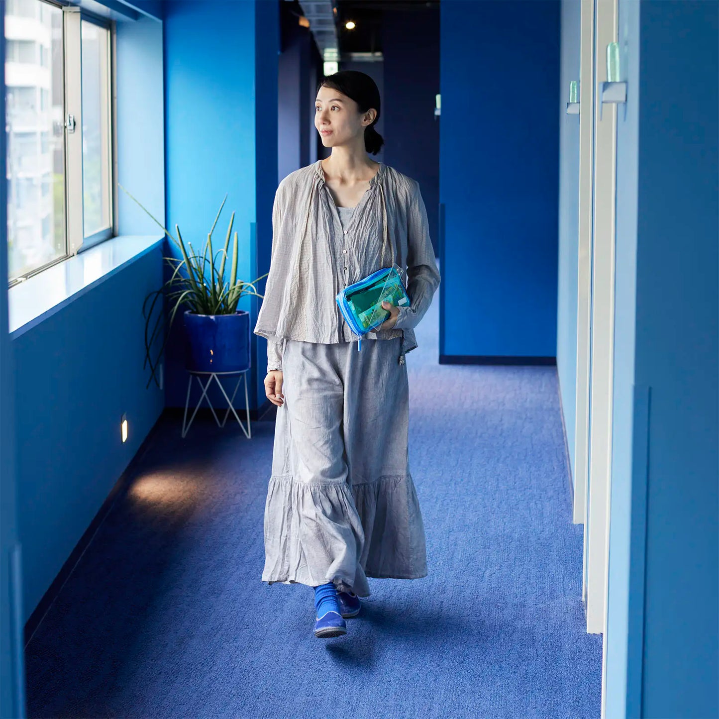 Clear Mixed Blue Drawer Pouch Áne,  Hobonichi Drawer Pouch Áne