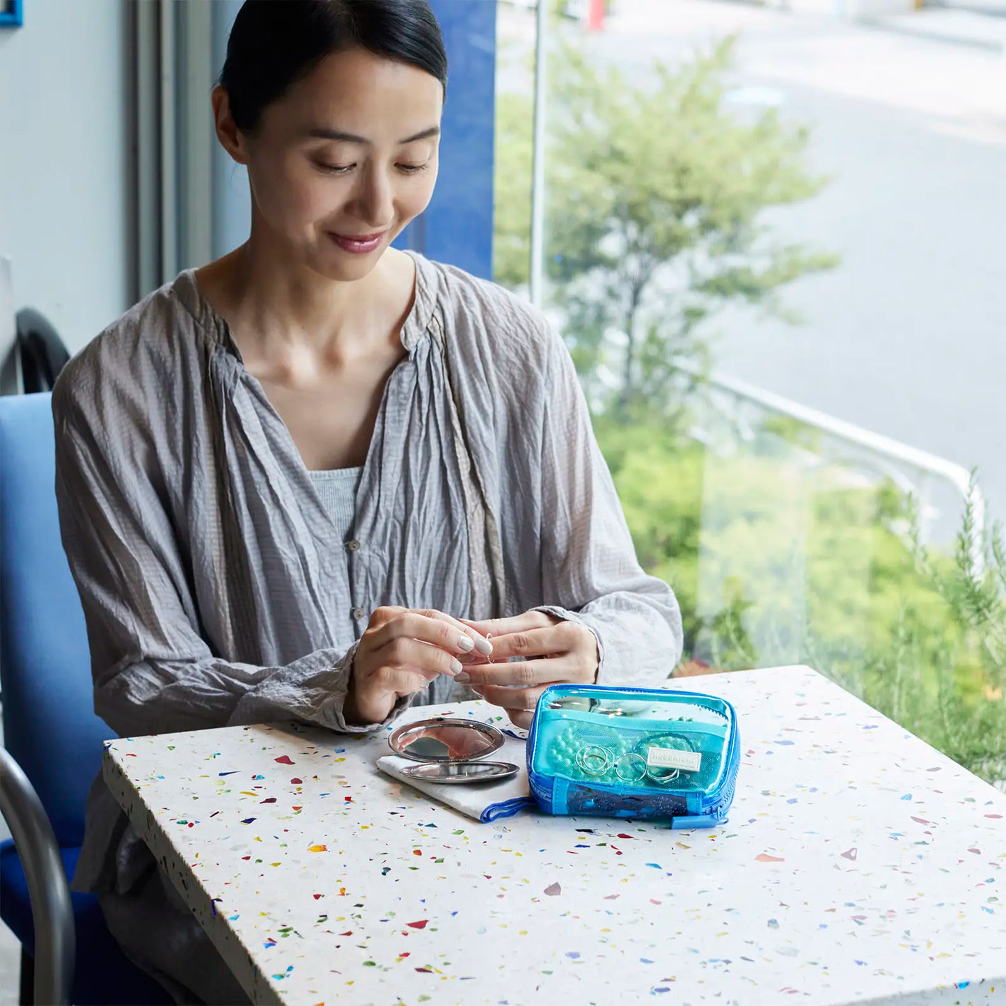 Clear Mixed Blue Drawer Pouch Pocket,  Hobonichi Drawer Pouch Pocket