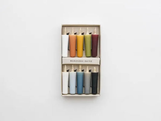 DAIYO Colorful Rice Wax Candles 10 pcs Set - Earth Colors -, Japanese Wa-Rousoku (Japanese candle)