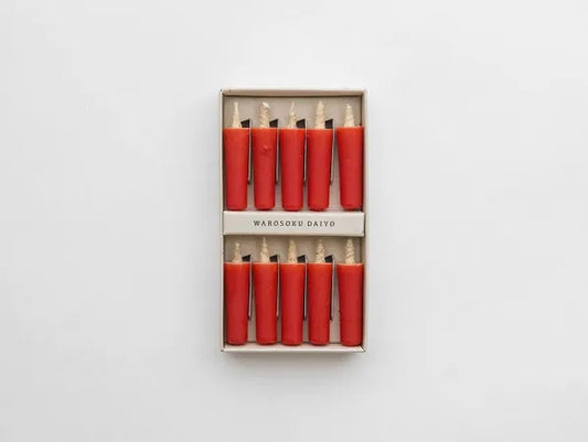 DAIYO Colorful Rice Wax Candles 10 pcs Set - Red -, Japanese Wa-Rousoku (Japanese candle)