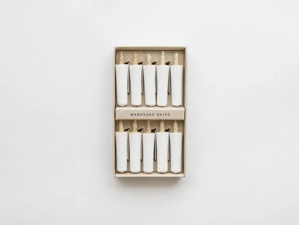 DAIYO Colorful Rice Wax Candles 10 pcs Set - White -, Japanese Wa-Rousoku (Japanese candle)