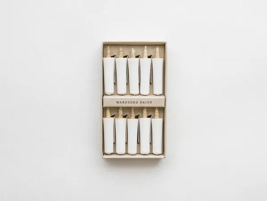 DAIYO Colorful Rice Wax Candles 10 pcs Set - White -, Japanese Wa-Rousoku (Japanese candle)