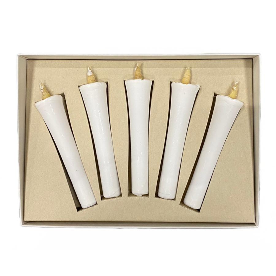DAIYO Colorful Rice Wax Candles 5 pcs Set - 7.5 cm / White -, Japanese Wa-Rousoku (Japanese candle)