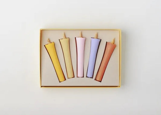 DAIYO Colorful Rice Wax Candles 5 pcs Set - Flower Color -, Japanese Wa-Rousoku (Japanese candle)