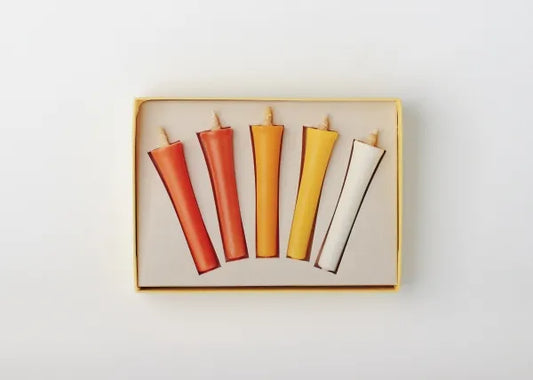 DAIYO Colorful Rice Wax Candles 5 pcs Set - Moon Color -, Japanese Wa-Rousoku (Japanese candle)