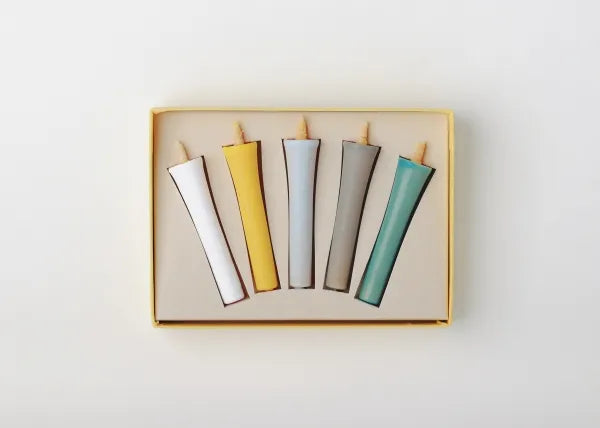 DAIYO Colorful Rice Wax Candles 5 pcs Set - Snow Color -, Japanese Wa-Rousoku (Japanese candle)