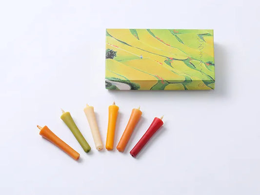DAIYO Colorful Rice Wax Candles 6 pcs Set - Autumn Color -, Japanese Wa-Rousoku (Japanese candle)