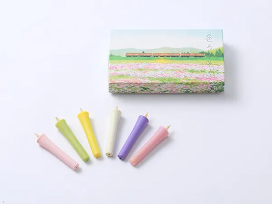 DAIYO Colorful Rice Wax Candles 6 pcs Set - Spring Color -, Japanese Wa-Rousoku (Japanese candle)