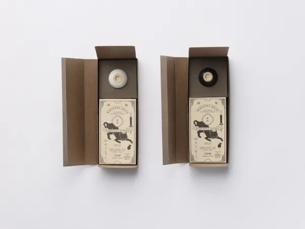 DAIYO Colorful Rice Wax Candles with Ceramic Candle Holder (Black) Gift set - Earth Colors -, Japanese Wa-Rousoku (Japanese candle)