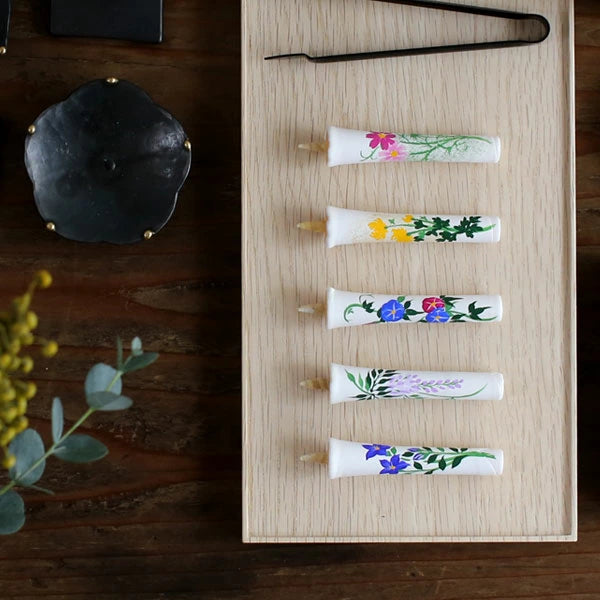 DAIYO Hand Painted Rice Wax Candles 12 pcs Set - Four Seasons Flower -, Japanese Wa-Rousoku (Japanese candle)