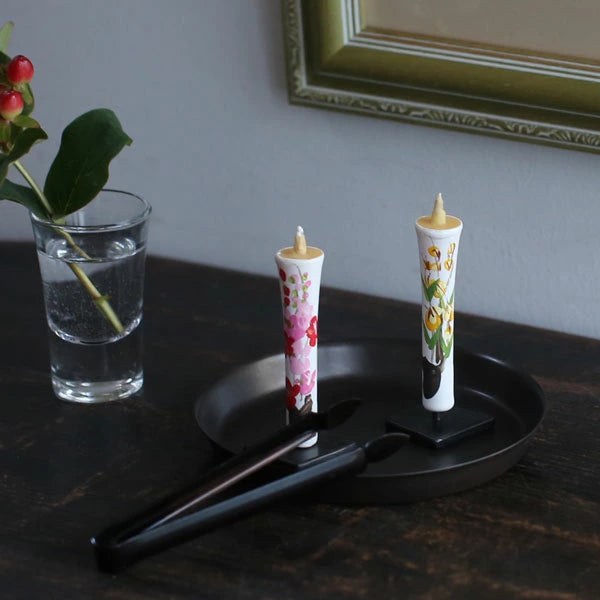 DAIYO Hand Painted Rice Wax Candles 5 pcs Set - Flower -, Japanese Wa-Rousoku (Japanese candle)