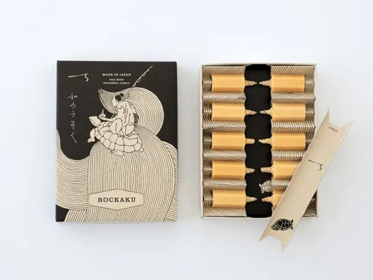 DAIYO Rice Bran Wax Candle ROCKAKU [ Hexagon ] 10 pcs Set, Japanese Wa-Rousoku (Japanese candle)