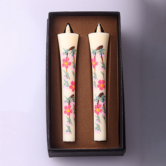 Echigo Flower Candle Hand Painted Candles 2 pcs Set - Cherry Blossom -
