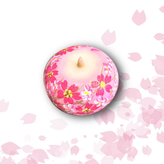 Echigo Flower Candle Hand Painted Round Candle - Cherry Blossom -, Japanese Wa-Rousoku (Japanese candle)