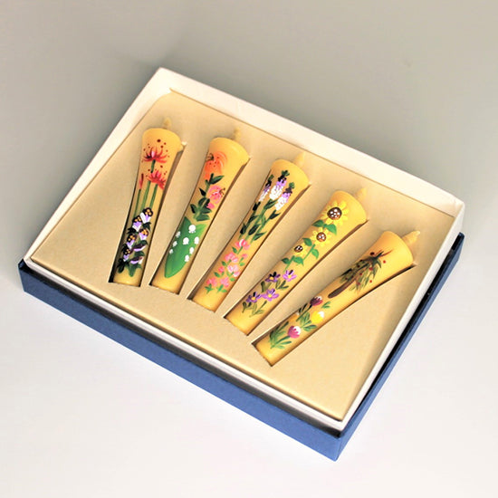 Echigo Flower Candle Hand Painted Small Candles 5 pcs Set - Flower Garden -