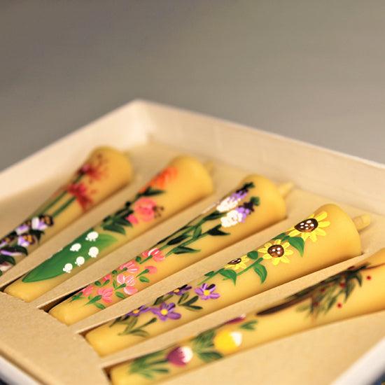 Echigo Flower Candle Hand Painted Small Candles 5 pcs Set - Flower Garden -