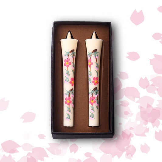 Echigo Flower Candle Hand Painted Candles 2 pcs Set - Cherry Blossom -