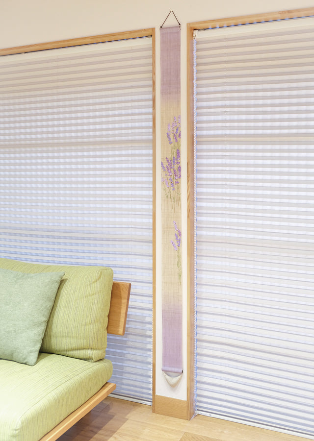 Hand-dyed Linen Japanese Narrow Tapestry - Lavender -, Kyoto Noren, Japanese wall hanging scroll