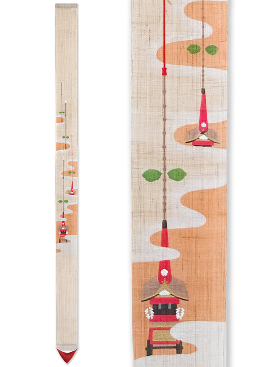 Hand-dyed Linen Japanese Narrow Tapestry - Kyoto's Gion Festival -, Kyoto Noren, Japanese wall hanging scroll