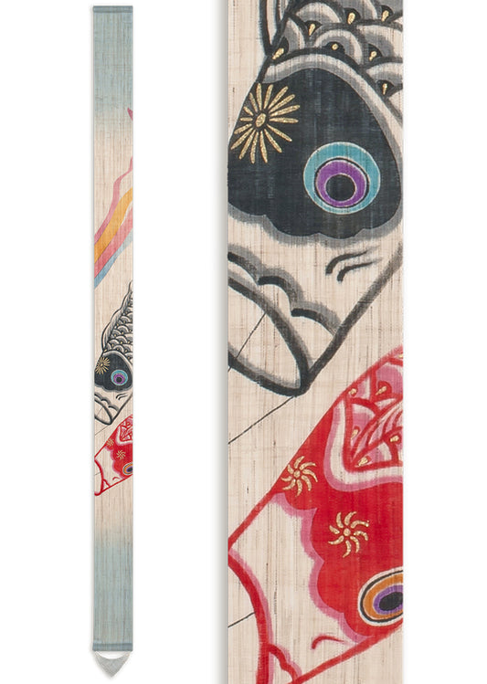 Hand-dyed Linen Japanese Narrow Tapestry - Koinobori(carp-shaped streamer) -, Kyoto Noren, Japanese wall hanging scroll