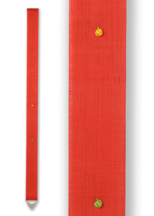 Hand-dyed Linen Japanese Narrow Tapestry with Kumihimo - Red -, Kyoto Noren, Japanese wall hanging scroll