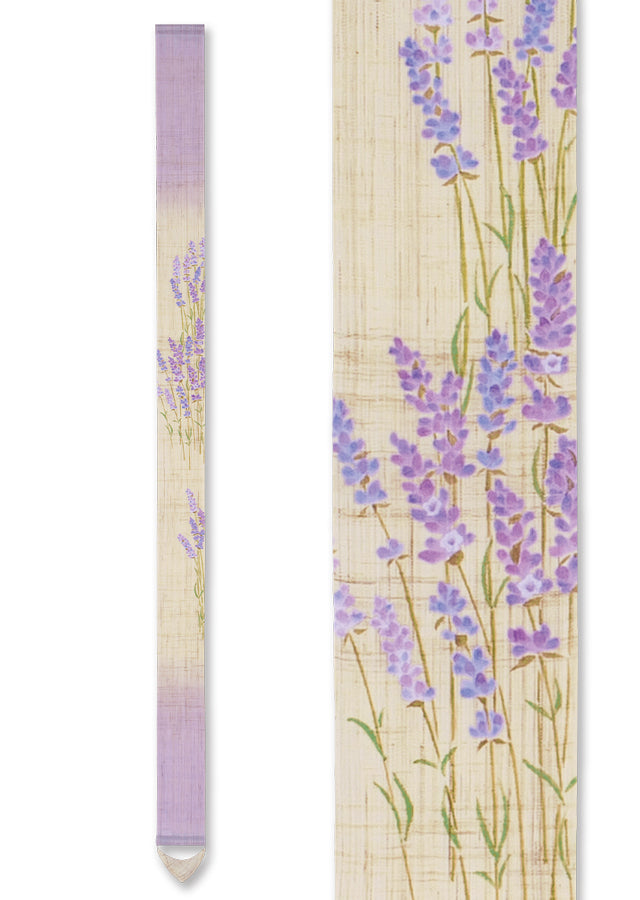 Hand-dyed Linen Japanese Narrow Tapestry - Lavender -, Kyoto Noren, Japanese wall hanging scroll