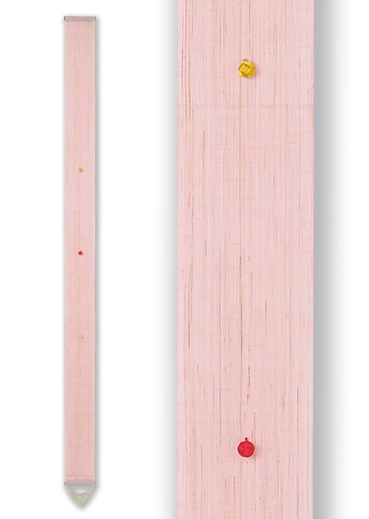 Hand-dyed Linen Japanese Narrow Tapestry with Kumihimo - Pink -, Kyoto Noren, Japanese wall hanging scroll