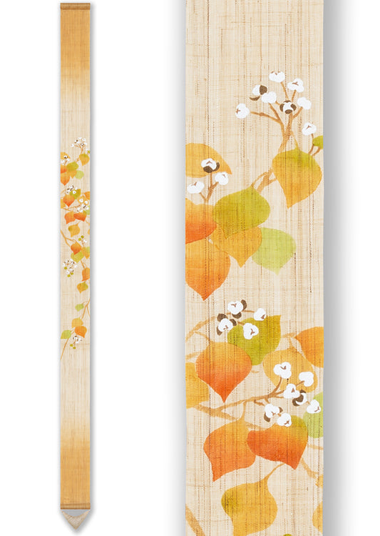 Hand-dyed Linen Japanese Narrow Tapestry - Chinese Tallow -, Kyoto Noren, Japanese wall hanging scroll