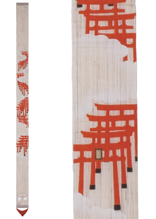 Hand-dyed Linen Japanese Narrow Tapestry - The Thousand Torii -, Kyoto Noren, Japanese wall hanging scroll